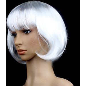 Partij Cosplay Headwear rechte korte PET pruiken voor Female(White)