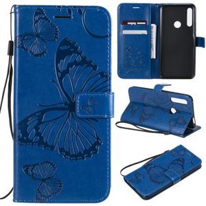 Gedrukt afdrukken Butterfly patroon horizontale Flip PU lederen draagtas met houder & kaartsleuven & portemonnee & Lanyard voor Huawei P Smart Z/Y9 Prime 2019 (blauw)