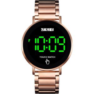 SKMEI 1550 Eenvoudige en stijlvolle LED Touch Screen Mannen horloge waterdicht roestvrij staal met elektronisch horloge (Rose Gold)