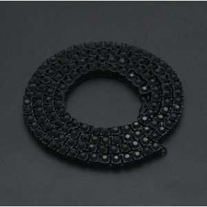 Mens Hip Hop Punk 1 rij kristallen ingelegd legering Necklace Ketting  grootte: 20 inch (zwart)