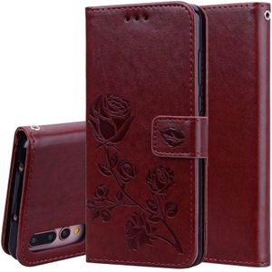 Rose relif horizontale Flip PU lederen case voor Huawei P20 Pro  met houder & kaartsleuven & portemonnee (bruin)
