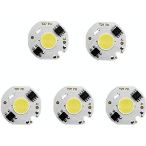 5 pc's COB LED Light Chip AC 220V LED Lamp Lamp Intelligent IC Driver Lamp Lamp DIY Spotlight Downlight Chip Outdoor Flood Light(3W(warm wit))