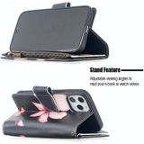 Voor iPhone 12 Pro Max Gekleurd tekenpatroon Rits Horizontale Flip Lederen case met Holder & Card Slots & Wallet(Lotus)