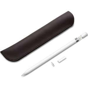 HQ57 lederen textuur Apple pencil plug-in capacitieve pen beschermende case voor iPad Pro (bruin)