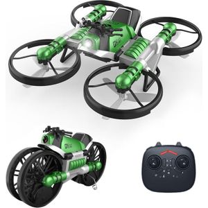 2 In 1 Land Air Misvorming Motorfiets Afstandsbediening Vliegtuigen Quadcopter Drone  reguliere versie (Groen)
