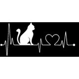 10 stuks Cat heartbeat Lifeline vorm vinyl decal Creative auto stickers auto styling truck accessoires  grootte: 26.5 x12cm (zwart)