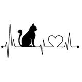 10 stuks Cat heartbeat Lifeline vorm vinyl decal Creative auto stickers auto styling truck accessoires  grootte: 26.5 x12cm (zwart)