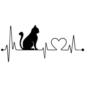 10 stuks Cat heartbeat Lifeline vorm vinyl decal Creative auto stickers auto styling truck accessoires  grootte: 26.5 x12cm (zwart)