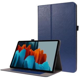 Voor Samsung Galaxy Tab S7+ / T970 Crazy Horse Texture Horizontale Flip Lederen case met 2-vouwbare Houder & Kaartsleuf (Donkerblauw)