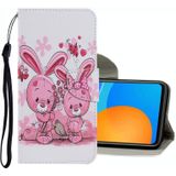 Voor Huawei P Smart 2021 Gekleurd tekenpatroon Lederen telefoonhoesje (schattig konijn)