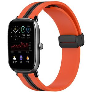 Voor Amazfit GTS 2 Mini 20 mm opvouwbare magnetische sluiting siliconen horlogeband (oranje + zwart)