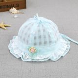 MZ5922 Lace Flower Princess Hat Summer Thin Baby Hat Sun Protection Hat  Grootte: 46cm (Lichtblauw)