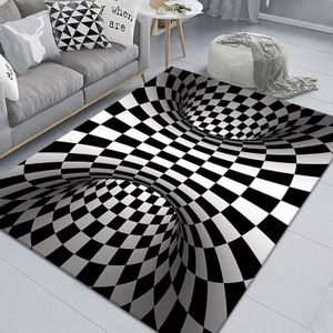 3D Geometric Stereo Trap Vision Living Room Bedroom Carpet  Size: 60x90cm(Rectangular Visual C)