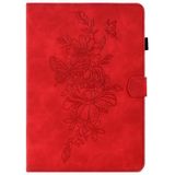 Voor Samsung Galaxy Tab A 10.1 2016 T580 Peony Butterfly relif lederen Smart Tablet Case(Rood)