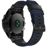 Canvas en lederen polsband horlogeband voor Garmin Fenix5x plus Fenix3  polsband grootte: 150 + 110mm (blauw)