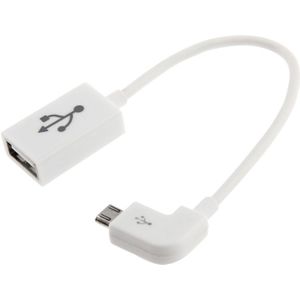 90 Graden Micro USB OTG Connectie Kabel voor Samsung Galaxy Tab 3 (8.0 / 10.1) T310 / P5200  Note 10.1(2014 Editie)/P600  GALAXY Tab 4 (7.0 / 8.0 / 10.1) T230 / T330 / T530  Galaxy Tab Pro T320 / T520  S6 / S5 / i9500 / i9300 / N7100  Lengte: 12 cm