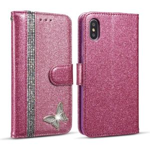 Glitter poeder vlinder lederen telefoonhoesje voor iPhone X