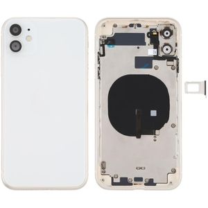 Battery Back Cover (met Side Keys & Card Tray & Power + Volume Flex Cable & Wireless Charging Module) voor iPhone 11(Wit)