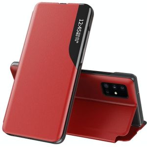 Voor Galaxy Note 20 Ultra Side Display Magnetic Shockproof Horizontale Flip Lederen behuizing met houder(Rood)