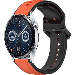 Voor Huawei Watch GT3 42 mm 20 mm bolle lus tweekleurige siliconen horlogeband (oranje + zwart)