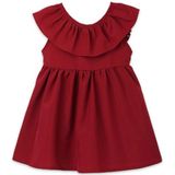 Zomer meisjes katoen mouwloos Backless Bow-Knot geplooide jurk  Kid grootte: 90cm (wijn rood)