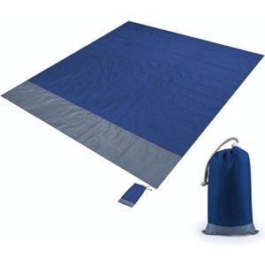 Polyester Waterdichte Plaid Doek Pocket Picknick Mat Outdoor Camping Strand Mat  Grootte: 2.1 x 2m (Royal Blue + Gray)