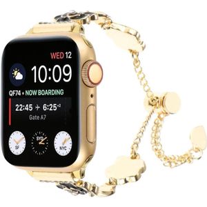 Voor Apple Watch Series 5 40 mm Camellia metalen ketting armband horlogeband (zwart goud)