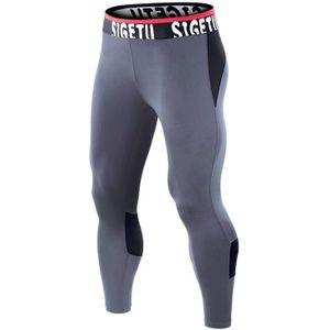 SIGETU Men Fitness Sneldrogende Stretch Broek (Kleur:Grijs Formaat:XL)