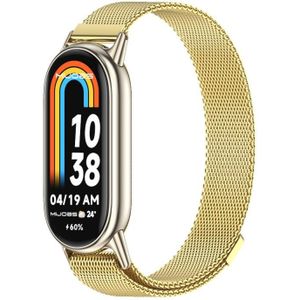 Voor Xiaomi Mi Band 8 Mijobs Milan magnetische metalen roestvrijstalen horlogeband (goud + licht goud)