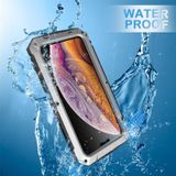 Voor iPhone XS Max Schokbestendig waterdicht stofdicht metaal + siliconen beschermhoes met houder (zilver)