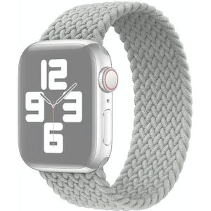 Metalen hoofd gevlochten nylon effen kleur vervangende band horlogeband voor Apple Watch Series 6 & SE & 5 & 4 44mm / 3 & 2 & 1 42mm  Grootte: XS 135mm (Pearl White)