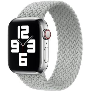 Metalen hoofd gevlochten nylon effen kleur vervangende band horlogeband voor Apple Watch Series 6 & SE & 5 & 4 44mm / 3 & 2 & 1 42mm  Grootte: XS 135mm (Pearl White)