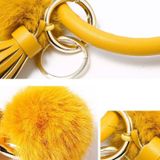 2 PCS Fringed Bracelet Sleutelhanger Circle Anti-Lost PU Lederen Haarbal Armband Keyring Hanger (Rood)
