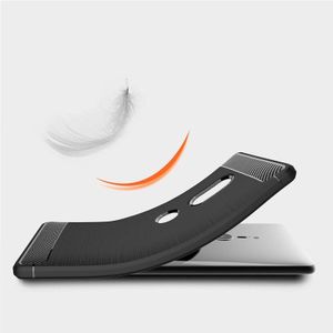 Voor Sony Xperia XZ2 geborsteld textuur koolstofvezel schokbestendige TPU beschermende back cover(Black)