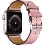 Voor Apple Watch Series 5 & 4 44mm / 3 & 2 & 1 42mm vervangend lederen bandhorlogeband(roze)