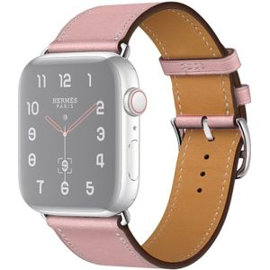 Voor Apple Watch Series 5 & 4 44mm / 3 & 2 & 1 42mm vervangend lederen bandhorlogeband(roze)