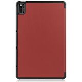 Voor Huawei Honor V6 / MatePad 10 4 inch Universal Solid Color Anti-fall Horizontale Flip Tablet PC Lederen case met tri-fold bracket & sleep / wake-up (Wine Red)