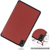 Voor Huawei Honor V6 / MatePad 10 4 inch Universal Solid Color Anti-fall Horizontale Flip Tablet PC Lederen case met tri-fold bracket & sleep / wake-up (Wine Red)