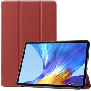Voor Huawei Honor V6 / MatePad 10 4 inch Universal Solid Color Anti-fall Horizontale Flip Tablet PC Lederen case met tri-fold bracket & sleep / wake-up (Wine Red)