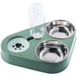 Dog Cat Triangle Automatic Drinking Water Bowl Pet Supplies  Size: Large(Mint Green)