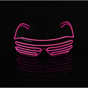 Fluorescentie Dansshow Lichtgevende Bril LED Twee Kleuren Sluiter EL Knipperende Bril (Roze)