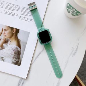 Candy Color Transparent TPU Watchband voor Apple Watch Series 6 & SE & 5 & 4 44mm(Groen)