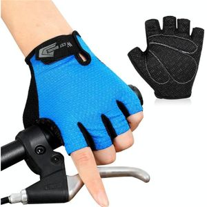 WEST BIKING YP0211218 Fietsen ademende korte handschoenen antislip half vinger handschoenen  maat: 2XL (blauw)