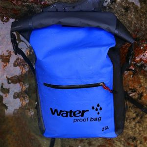 Outdoor vouwen dubbele schoudertas droge zak PVC waterdichte rugzak  capaciteit: 25L (donkerblauw)