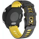 22mm voor Garmin VivoActive 4 / Venu 2 Universele tweekleurige siliconenvervangingsriem horlogeband (zwart geel)