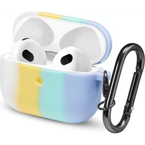 Four-color Rainbow Earphone Protective Case with Hook For AirPods 3(White + Yellow + Light Green + Blue)