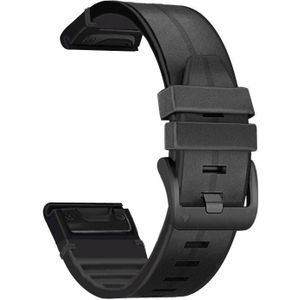 Voor Garmin Fenix 6 Silicone + Leather Quick Release Replacement Strap Watchband (Zwart)