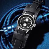 Ochstin 7235 Multifunctioneel zakelijk lederen polspols waterdicht quartz horloge (zwart + zwart)