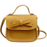 Bowknot PU lederen mini baby meisjes casual Messenger tas Coin Purse kinderen kleine Clutch Bags eenvoudige Schoudertas (geel)