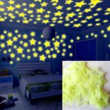 100ST kinderen slaapkamer gloed muur stickers sterren (geel)